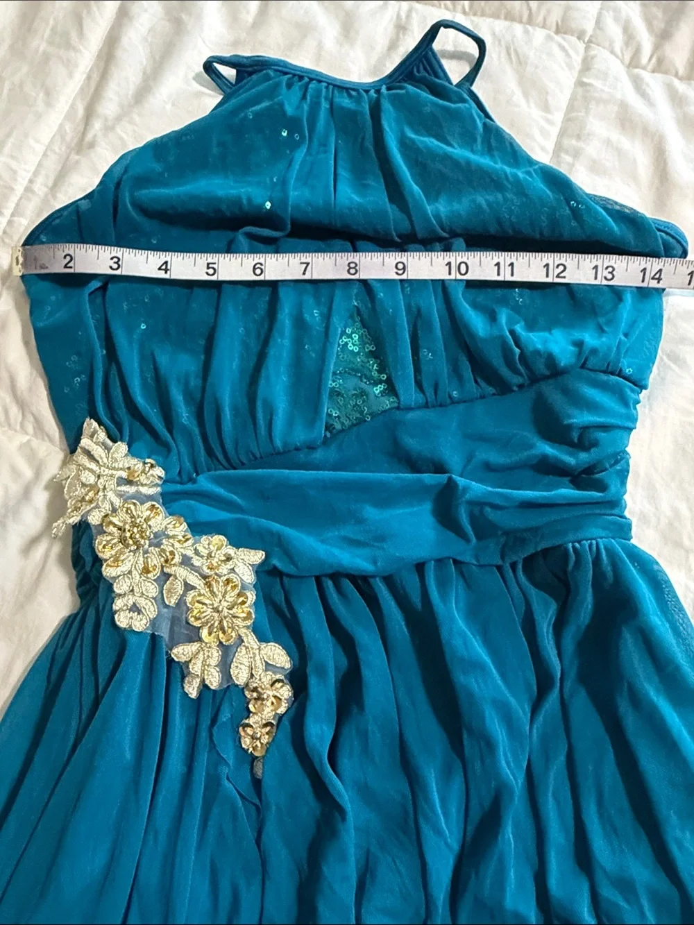 WEISSMAN Dance Costume dress lyrical teal aqua blue 10,000 MILES 13171 SA adult